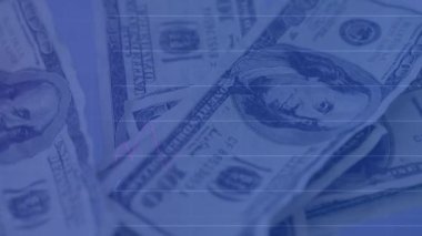 Amerikan dolarları üzerinden finansal veri işleme animasyonu. küresel finans ve iş konsepti dijital olarak oluşturulmuş video.
