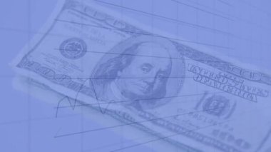 Amerikan dolarları üzerinden finansal veri işleme animasyonu. küresel finans ve iş konsepti dijital olarak oluşturulmuş video.