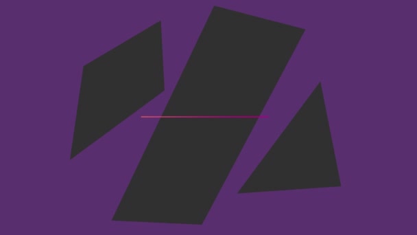 Анимация Розовой Линии Серых Геометрических Фигур Черными Пятнами Фиолетовом Фоне — стоковое видео