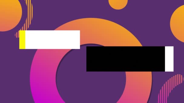 紫色の背景にピンクとオレンジの円の上に波のテキストのアニメーション レトロビデオゲームのコンセプトデジタル生成ビデオ — ストック動画