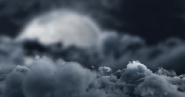 Digitale Animatie Van Donkere Wolken Tegen Maan Aan Nachtelijke Hemel — Stockvideo