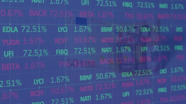 Animación Del Procesamiento Datos Financieros Sobre Caída Los Billetes Euros — Vídeos de Stock