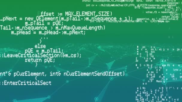 Animación Del Procesamiento Digital Datos Través Red Conexiones Fondo Verde — Vídeo de stock