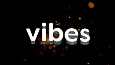 Titreşimlerin dijital animasyonu siyah arkaplandaki turuncu ışık noktalarıyla karşılaştırılıyor. bilgisayar arayüzü ve tipografi kavramı