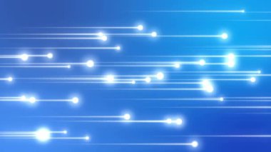 Mavi arkaplanda hareket eden parlayan ışık izlerine karşı teşekkür mesajının dijital animasyonu. bilgisayar arayüzü ve video oyunu kavramı