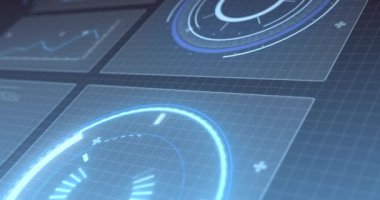 İstatistik kaydının animasyonu ve ekrandaki taramalar. dijital arayüz, küresel veri işleme ve teknoloji konsepti dijital olarak oluşturulmuş video.