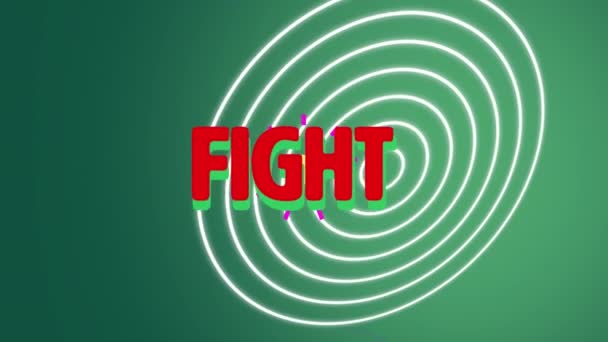 Animación Digital Del Texto Lucha Contra Fondo Verde Espiral Interfaz — Vídeos de Stock