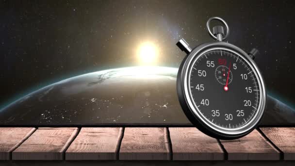 Animation Der Stoppuhr Über Der Sonne Die Über Der Sich — Stockvideo