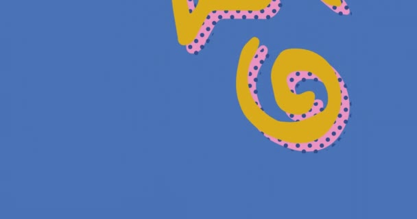 Цифровая Анимация Красочных Абстрактных Фигур Движущихся Синем Фоне Фон Абстрактными — стоковое видео