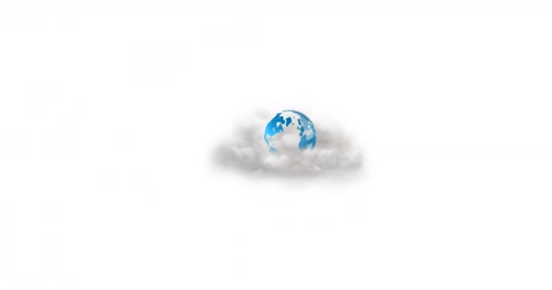 Animazione Globo Blu Nube Bianca Sfondo Bianco Ambiente Globale Concetto — Video Stock