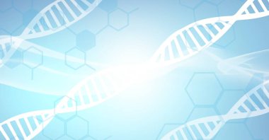 DNA yapısı ve kimyasal yapılar mavi arkaplandaki ışığa karşı. tıbbi araştırma teknolojisi kavramı