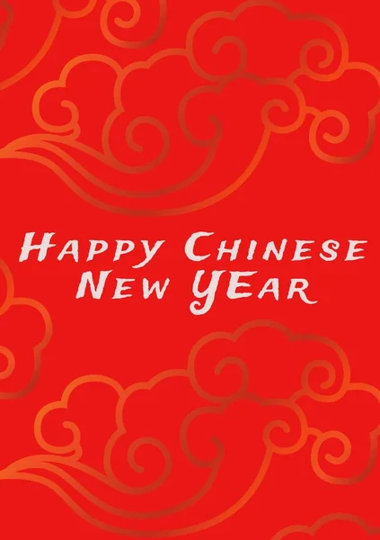 Boldog Kínai Évet Írt Fehér Piros Háttér Arany Felhő Design — Stock Fotó