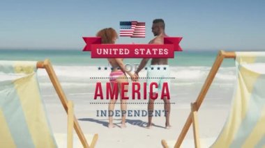 Bağımsızlık Günü mesajı, Afrika kökenli Amerikalı çiftlerin el ele tutuşup sahilde içki içmelerine karşı. Amerika 'nın bağımsızlığı vatansever tatil konsepti