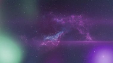 Pembe duman bulutları üzerinde birden fazla parlayan ışık noktasının canlandırması. ışık, renk ve hareket konsepti dijital olarak oluşturulmuş video.