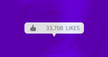 Mavi arkaplandaki eş merkezli çemberlere karşı başparmak kaldırır ve beğeni artar. Sosyal medya ağı kavramı