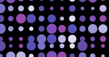 Siyah arka planda birden fazla mor dairesel şeklin dijital animasyonu. Kusursuz desenli çizimler
