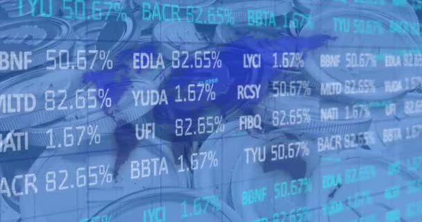 Animazione Dell Elaborazione Dei Dati Finanziari Sulle Monete Euro Finanza — Video Stock