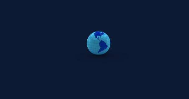 蓝色背景的深蓝色和浅蓝色地球的动画 全球旅行和连接概念数字生成视频 — 图库视频影像