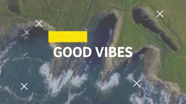 Animation Der Worte Good Vibes Die Weißer Schrift Über Den — Stockvideo