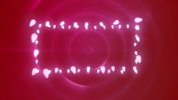 Animation Fairy Lights Forming Rectangular Frame Copy Space Pulsating Pink — Stock Video