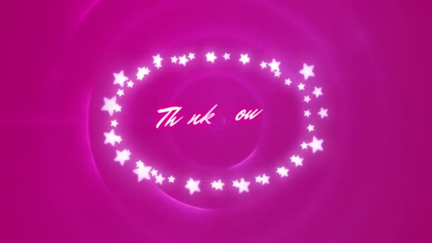 脈動するピンクの円の楕円形のフレームを形成する星の妖精の光のテキストに感謝のアニメーション クリスマスのお祭りとお祝いのコンセプトデジタル生成されたビデオ — ストック動画