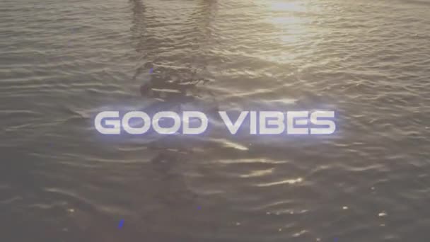 Animation Words Good Vibes Written White Letters Tranquil Moving Water — Stock Video