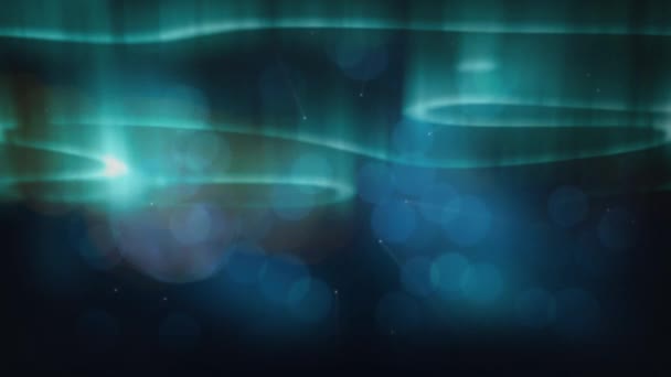 Animación Múltiples Estrellas Que Caen Sobre Senderos Luz Azul Aurora — Vídeos de Stock