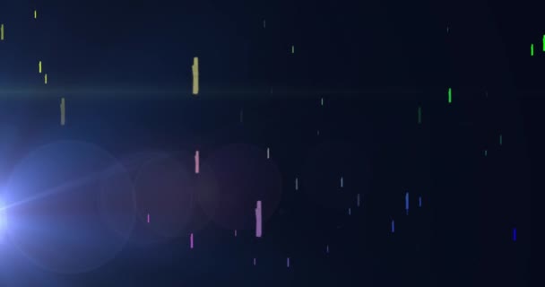 Animación Estrellas Multicolores Que Caen Sobre Fondo Azul Con Luz — Vídeo de stock