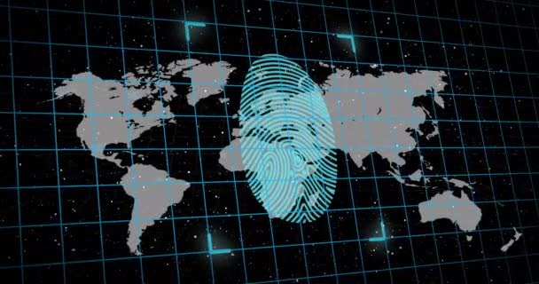 Icona Lucchetto Sicurezza Scanner Biometrico Impronte Digitali Rete Griglia Contro — Video Stock