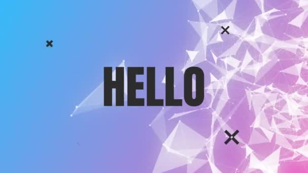 Plexus 네트워크에 대항하는 Hello Text 디지털 애니메이션 컴퓨터 인터페이스와 비디오 — 비디오