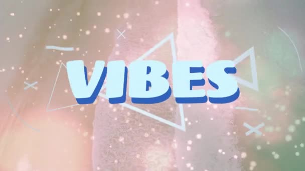 Animation Word Vibes Blue Graphic Elements Sunlit Particles Lens Flare — Stock Video