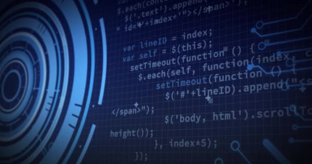 Animação Varredura Escopo Elementos Processador Processamento Dados Grade Interface Digital — Vídeo de Stock