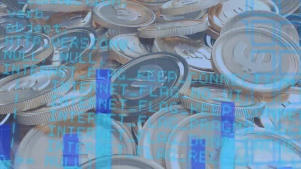 Animación Del Procesamiento Datos Financieros Sobre Monedas Euros Finanzas Negocios — Vídeo de stock