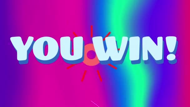 Digital Animation You Win Text Abstract Shapes Colorful Gradient Background — Stock Video