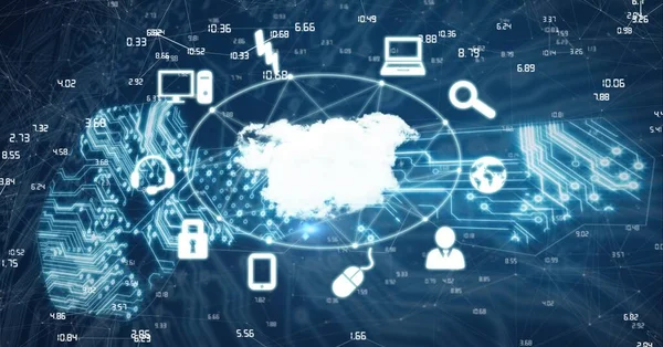 Composition Network Connections Digital Icons Processor Circuit Board Global Technology — Stock Photo, Image