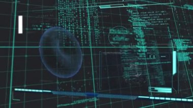 Kırmızı kan hücresinin ve veri işleme sisteminin animasyonu. küresel koronavirüs salgını konsepti dijital olarak oluşturulmuş video.