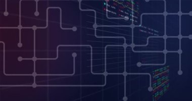 Şebekedeki bağlantı ve veri işleme ağının animasyonu. Bağlantılar ve dijital arayüz konsepti küresel ağları dijital olarak oluşturuldu.