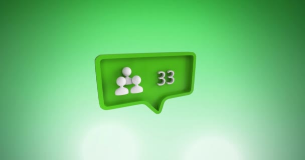 Animation Speech Bubble People Icon Numbers Growing Green Background Global — Stock Video