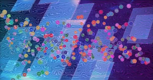 Animation Icônes Numériques Sur Des Écrans Bleus Sur Fond Violet — Video