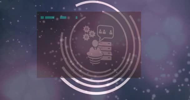 Animatie Van Interface Met Financiële Pictogrammen Informatie Donkere Achtergrond Communicatietechnologie — Stockvideo