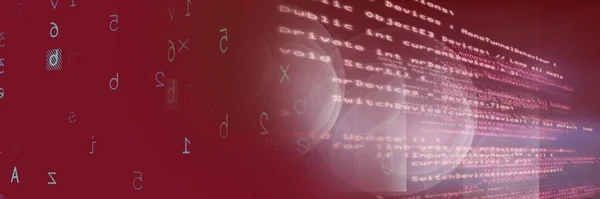 Két Számítógépes Kód Feldolgozása Fekete Gradiens Háttérrel Programkódolási Koncepció Digitálisan — Stock Fotó