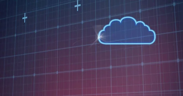 Ícone Nuvem Azul Sobre Gradiente Grade Linhas Fundo Conceito Tecnologia — Fotografia de Stock