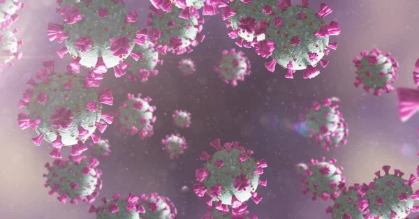Coronavirus Celler Flyter Över Rosa Och Svart Bakgrund Covid Och — Stockfoto