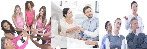Business Colleagues Interacting Each Other Office Checkind Hands Background Office — Stock Photo, Image