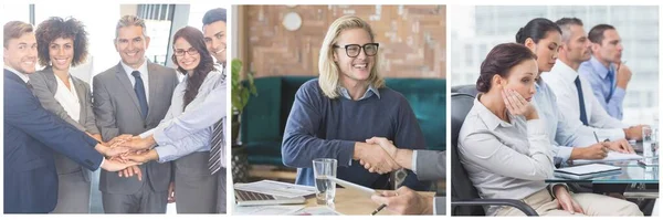 Business People Discussing Meeting Room Creative Office People Shaking Hands — Stock Photo, Image