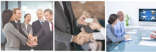 Geschäftskollegen Interagieren Miteinander Büro Und Die Hände Einem Hintergrundbüro Prüfen — Stockfoto
