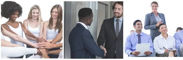 Frontansicht Diverser Geschäftsleute Die Zusammenarbeiten Konferenzraum Einem Modernen Büro — Stockfoto