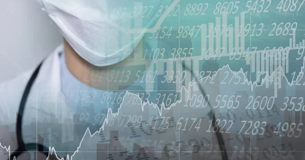 Financial Data Graphs Medical Worker Healthcare Economy Concept Digitally Generated — Stock Photo, Image