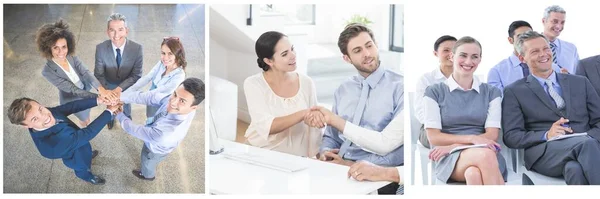 Geschäftskollegen Interagieren Miteinander Büro Und Die Hände Einem Hintergrundbüro Prüfen — Stockfoto