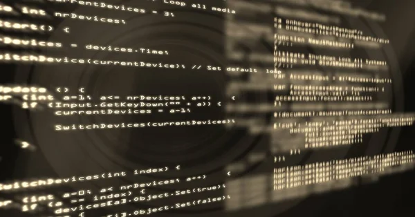 Siyah Arka Plan Program Kodlaması Teknoloji Konseptine Karşı Bilgisayar Kodu — Stok fotoğraf